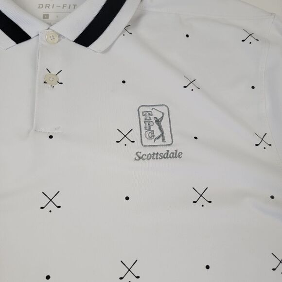 Nike Golf Polo Mens Large White Vapor Print Performance Dri Fit Short Sleeve - Picture 9 of 11